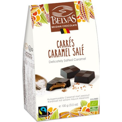 BIO Pralinky z hořké čokolády se slaným karamelem 100g