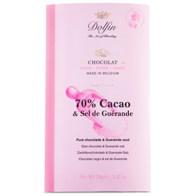 Hořká čokoláda 70 % s mořskou solí 70g.