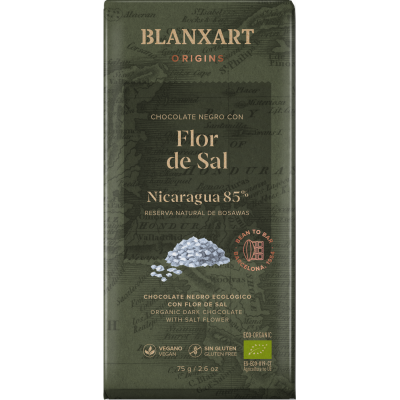 Nicaragua 85 % BIO hořká čokoláda se solným květem 75g.