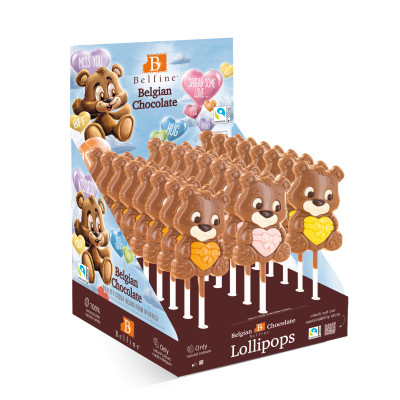 Čokoládová lízátka - Medvídci se srdcem 25g