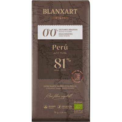 Perú 81 % BIO hořká čokoláda bez přidaného cukru a sladidel 75g
