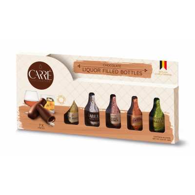 Kolekce lahviček z hořké čokolády s alkoholem 86g