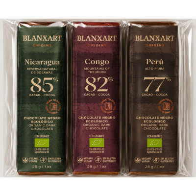 Kolekce BIO hořké 77 %, 82 % a 85 % plantážní čokolády (3x28g) 84g